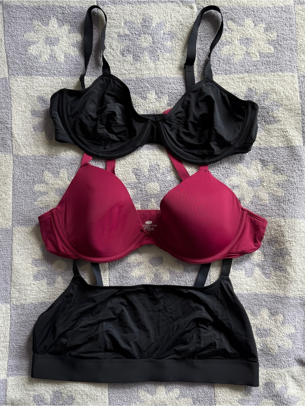 Parade 38D Bra Bundle! Black & Berry Red